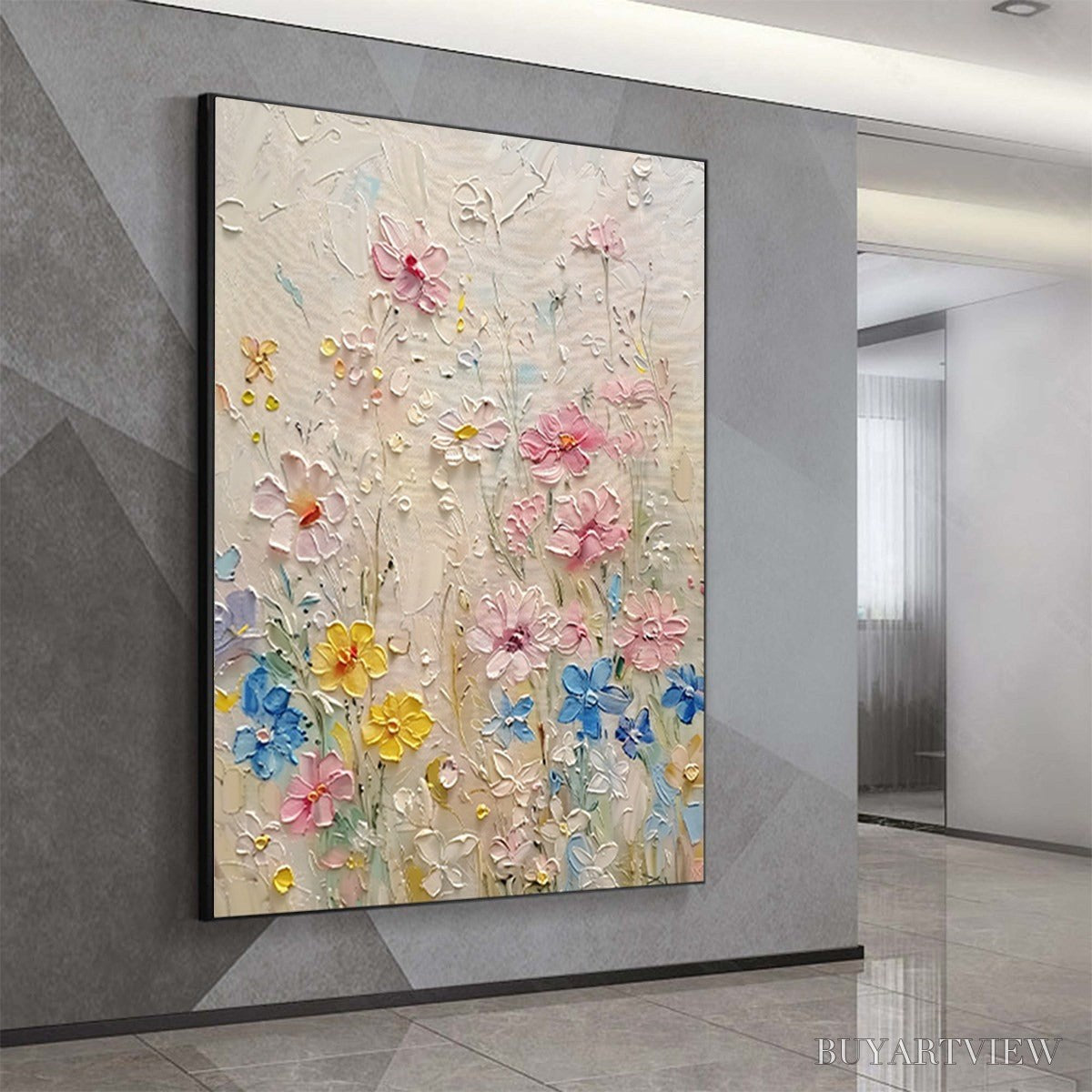 BUYARTVIEW Whispering Meadow – Textured Floral Impasto Oil Painting - image 4