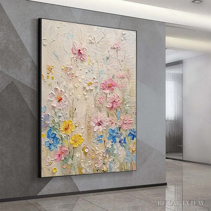 BUYARTVIEW Whispering Meadow – Textured Floral Impasto Oil Painting - image 4