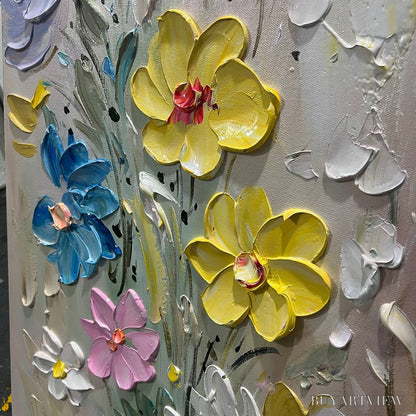 BUYARTVIEW Whispering Meadow – Textured Floral Impasto Oil Painting - image 5