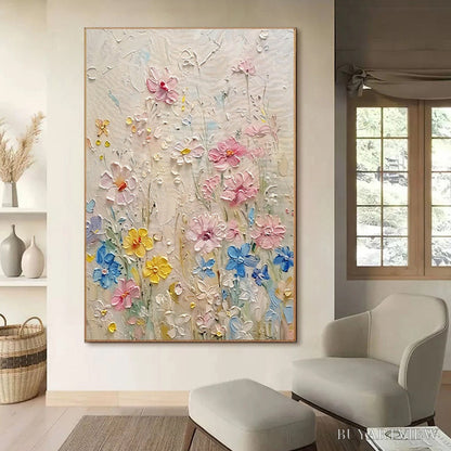 BUYARTVIEW Whispering Meadow – Textured Floral Impasto Oil Painting - image 6