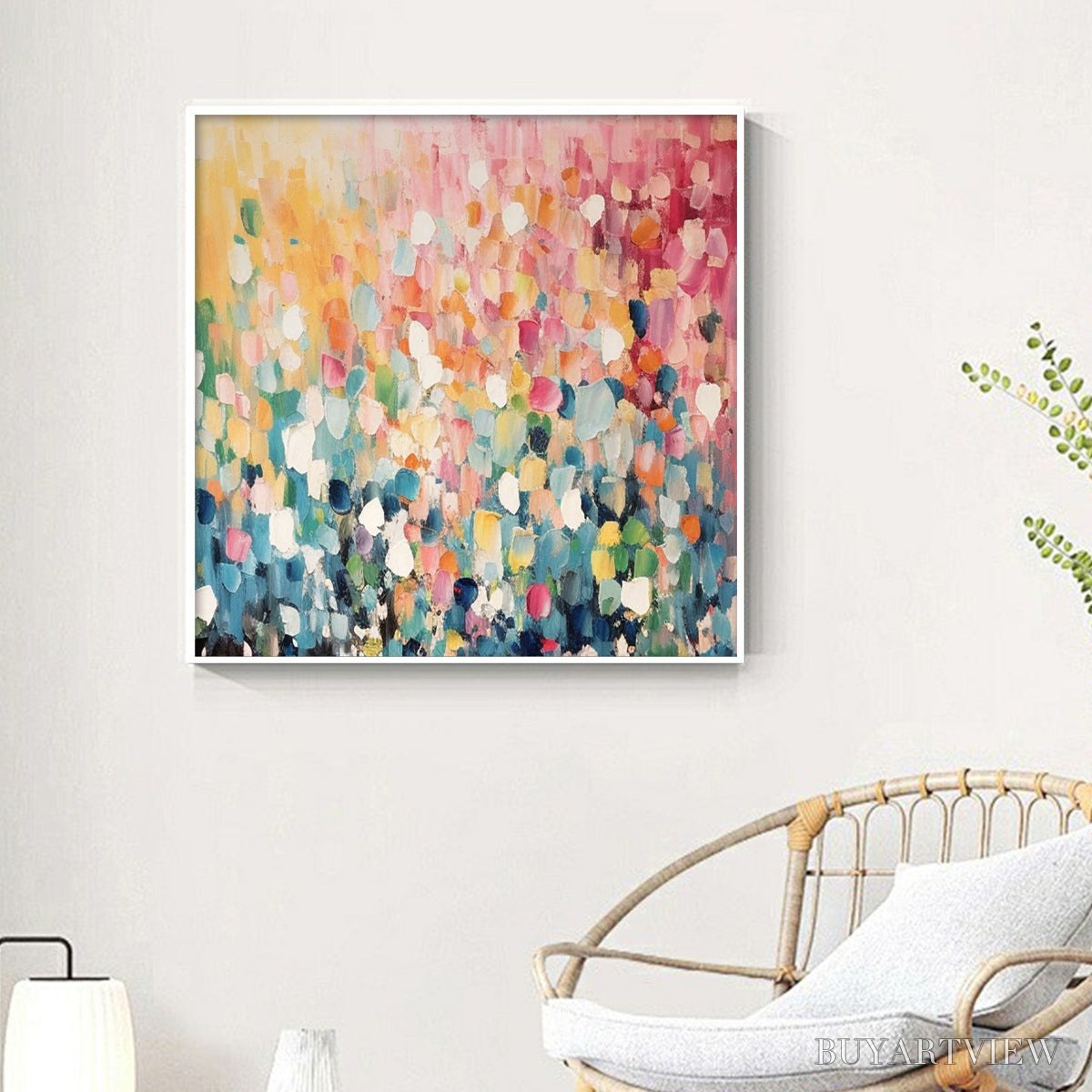BUYARTVIEW Wild Bloom – Textured Abstract Colorful Floral Landscape Oil Painting - image 4