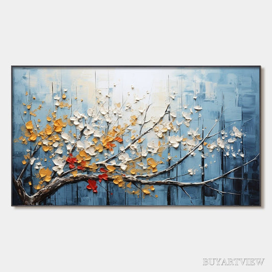 BUYARTVIEW Blossoming Branch – Textured Floral Oil Painting - image 1