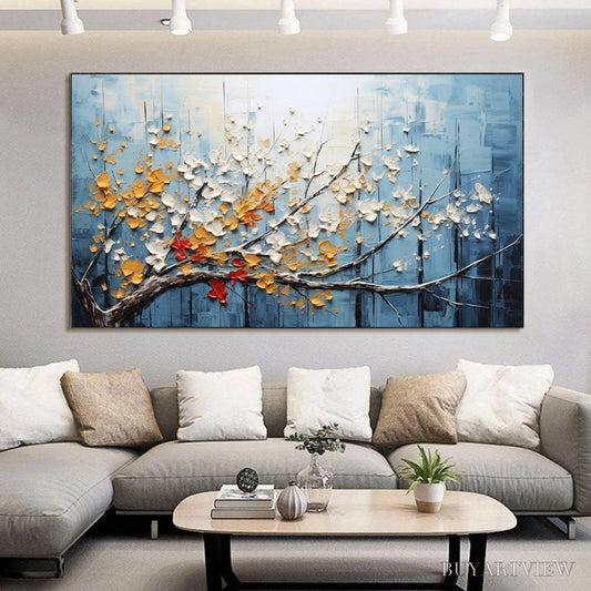 BUYARTVIEW Blossoming Branch – Textured Floral Oil Painting - image 2