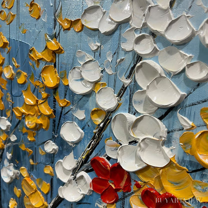 BUYARTVIEW Blossoming Branch – Textured Floral Oil Painting - image 3