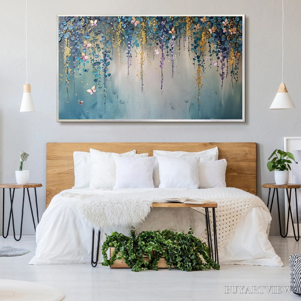 BUYARTVIEW Cascade – Panoramic Floral and Butterfly Oil Painting - image 6