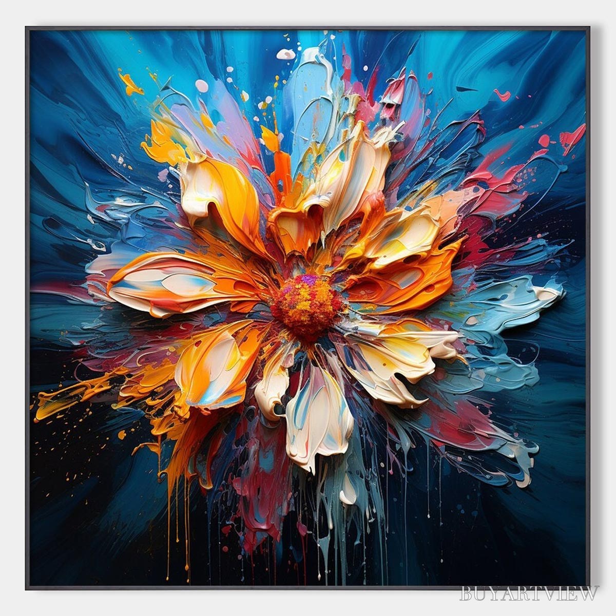 BUYARTVIEW Blooming Burst – Textured Impasto Floral Oil Painting - image 1