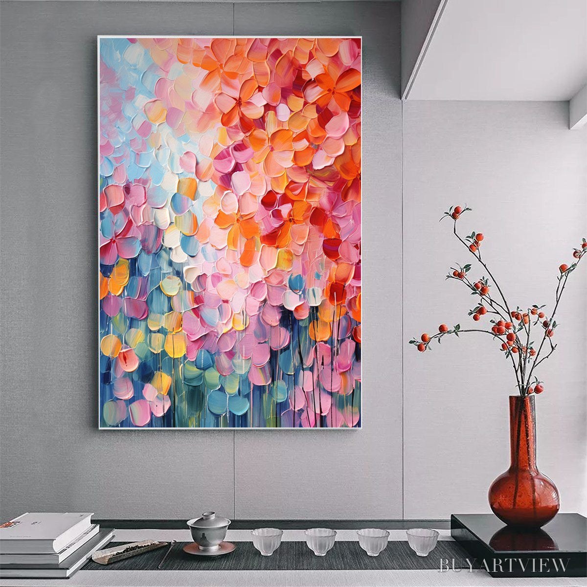 BUYARTVIEW Blooming Rhapsody – Textured Impasto Floral Oil Painting - image 5