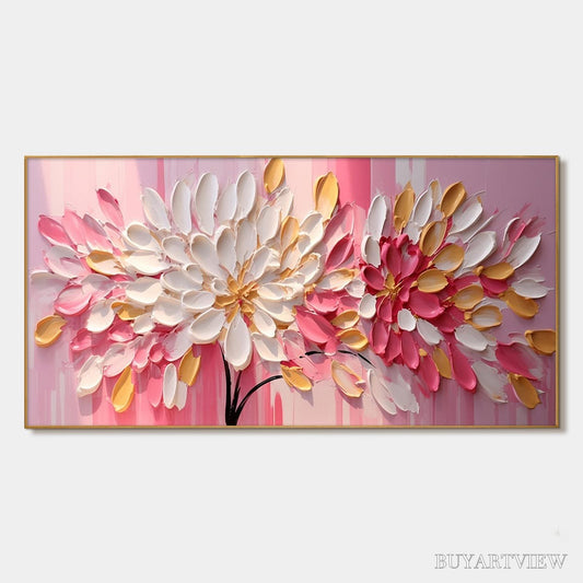 BUYARTVIEW Blushing Blooms – Textured Impasto Floral Oil Painting - image 1