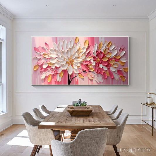 BUYARTVIEW Blushing Blooms – Textured Impasto Floral Oil Painting - image 2