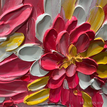 BUYARTVIEW Blushing Blooms – Textured Impasto Floral Oil Painting - image 3