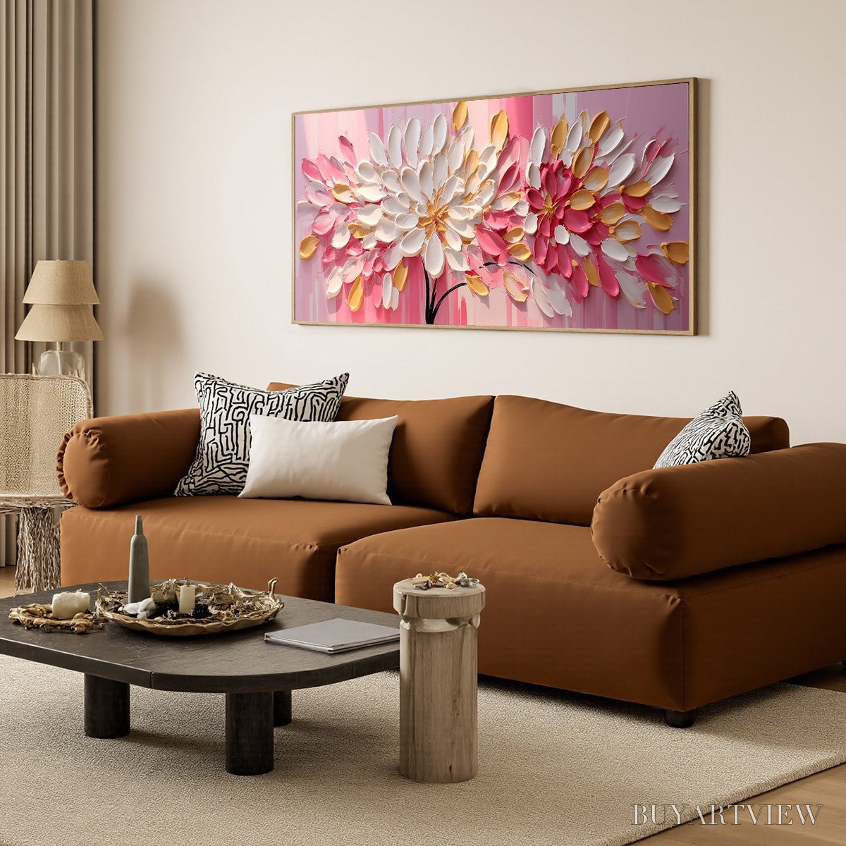 BUYARTVIEW Blushing Blooms – Textured Impasto Floral Oil Painting - image 6