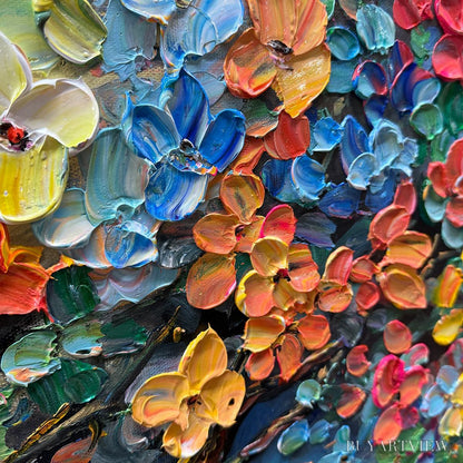 BUYARTVIEW Rainbow Bloom – Impasto Palette Knife Floral Tree Painting - image 3