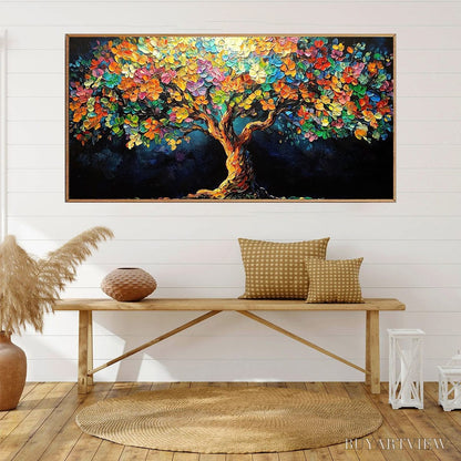 BUYARTVIEW Rainbow Bloom – Impasto Palette Knife Floral Tree Painting - image 5