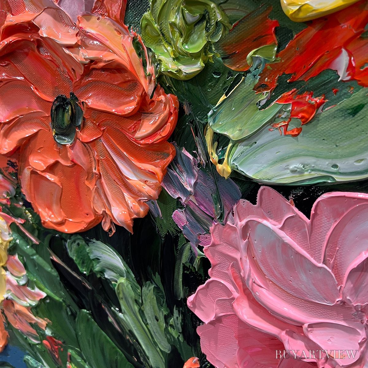BUYARTVIEW Blooming Bouquet – Textured Floral Oil Painting - image 6