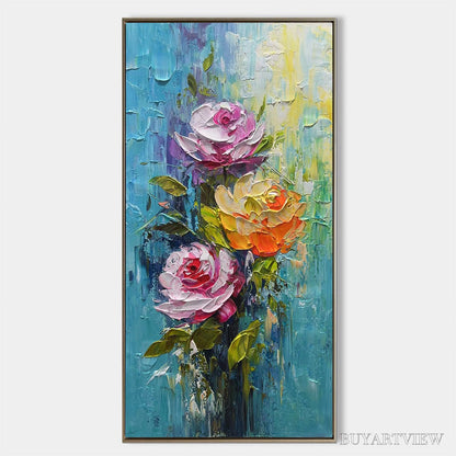BUYARTVIEW Chroma Roses – Colorful Roses Floral Impasto Oil Painting - image 1