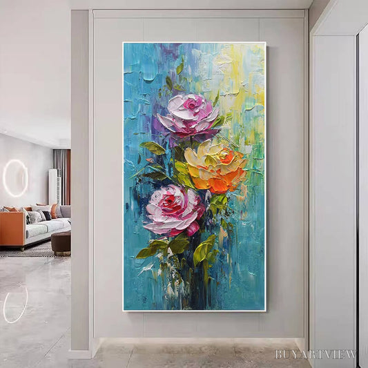 BUYARTVIEW Chroma Roses – Colorful Roses Floral Impasto Oil Painting - image 2
