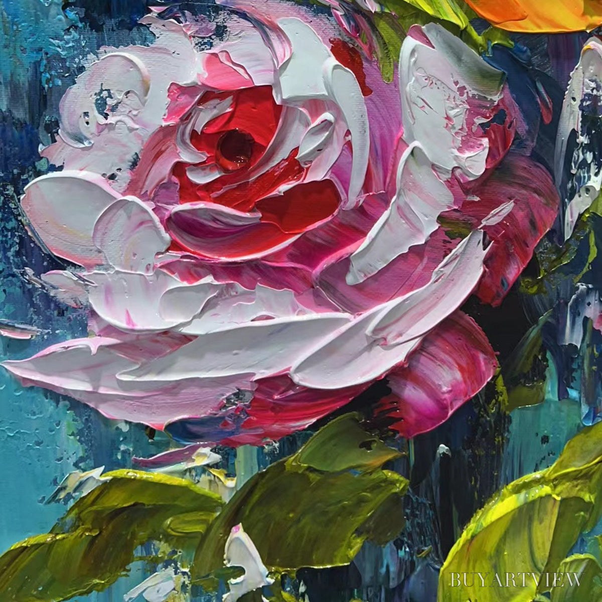BUYARTVIEW Chroma Roses – Colorful Roses Floral Impasto Oil Painting - image 3