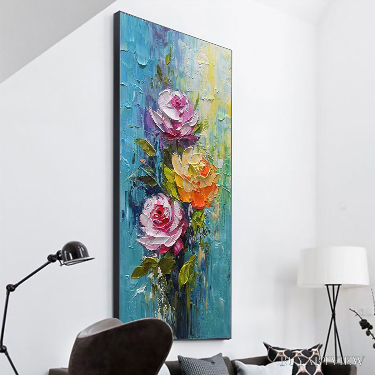 BUYARTVIEW Chroma Roses – Colorful Roses Floral Impasto Oil Painting - image 4