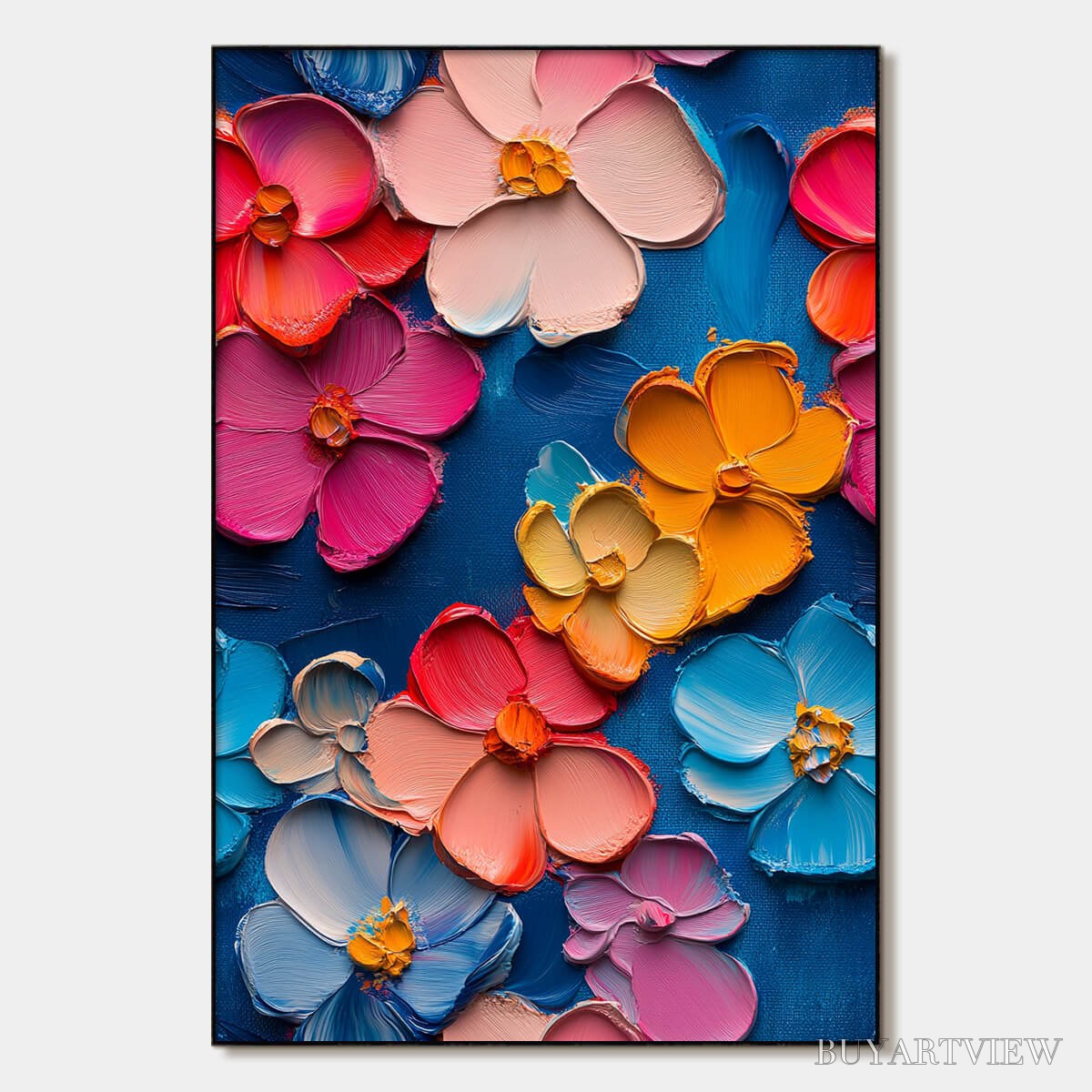 BUYARTVIEW Jewel Garden – Colorful Impasto Floral Oil Painting on Canvas - image 1