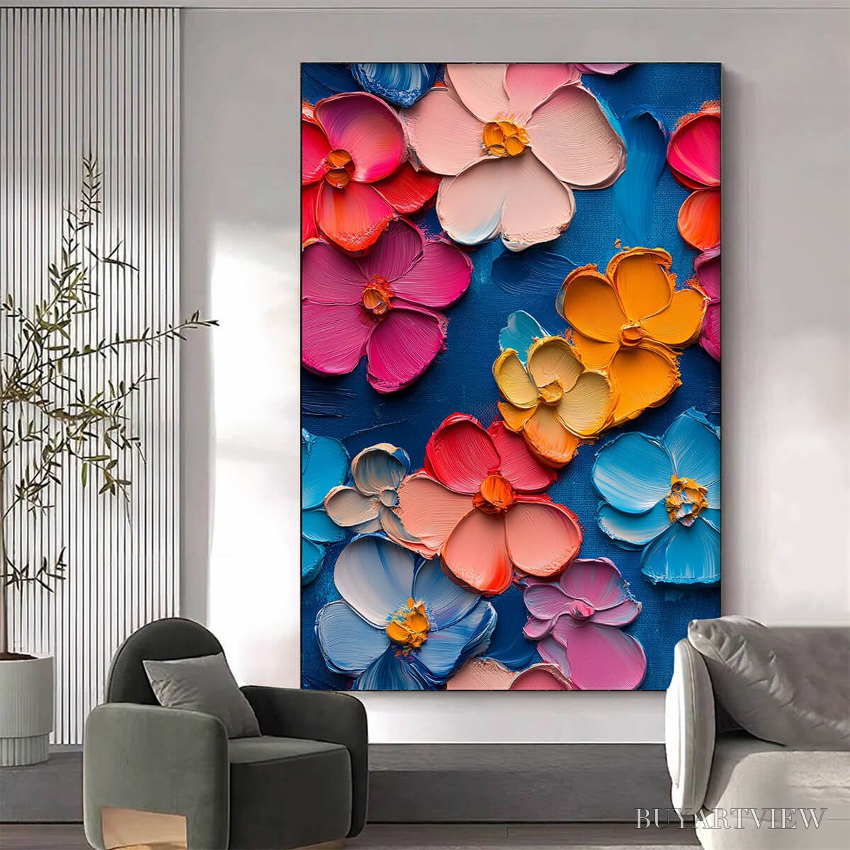 BUYARTVIEW Jewel Garden – Colorful Impasto Floral Oil Painting on Canvas - image 2