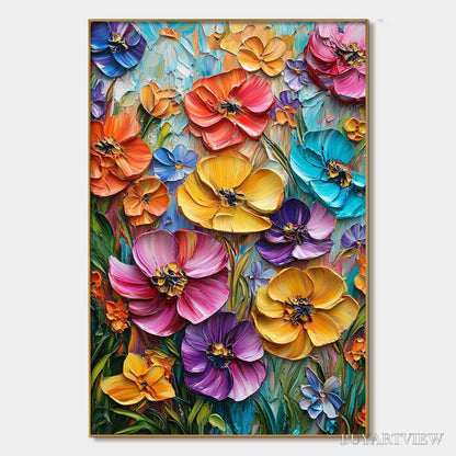 BUYARTVIEW Blooming Rhapsody – Colorful Impasto Floral Oil Painting - image 1