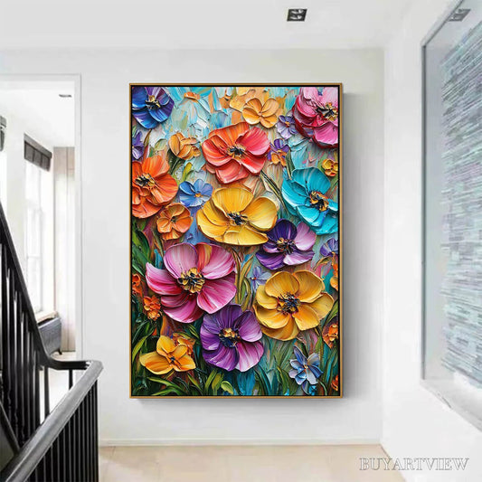 BUYARTVIEW Blooming Rhapsody – Colorful Impasto Floral Oil Painting - image 2