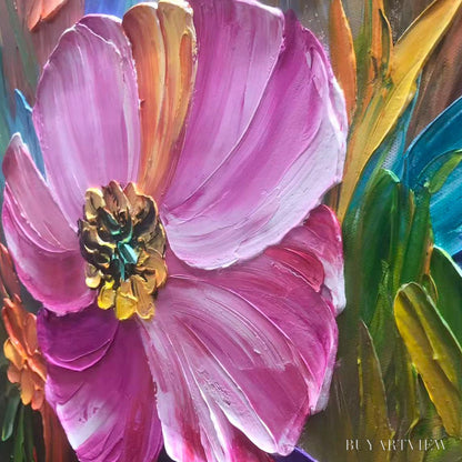 BUYARTVIEW Blooming Rhapsody – Colorful Impasto Floral Oil Painting - image 3
