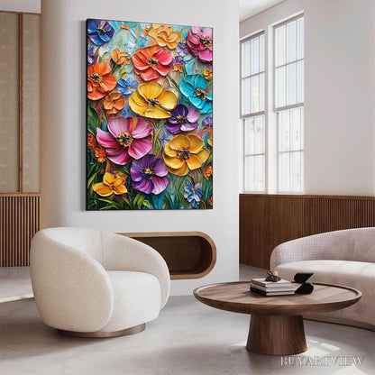 BUYARTVIEW Blooming Rhapsody – Colorful Impasto Floral Oil Painting - image 4