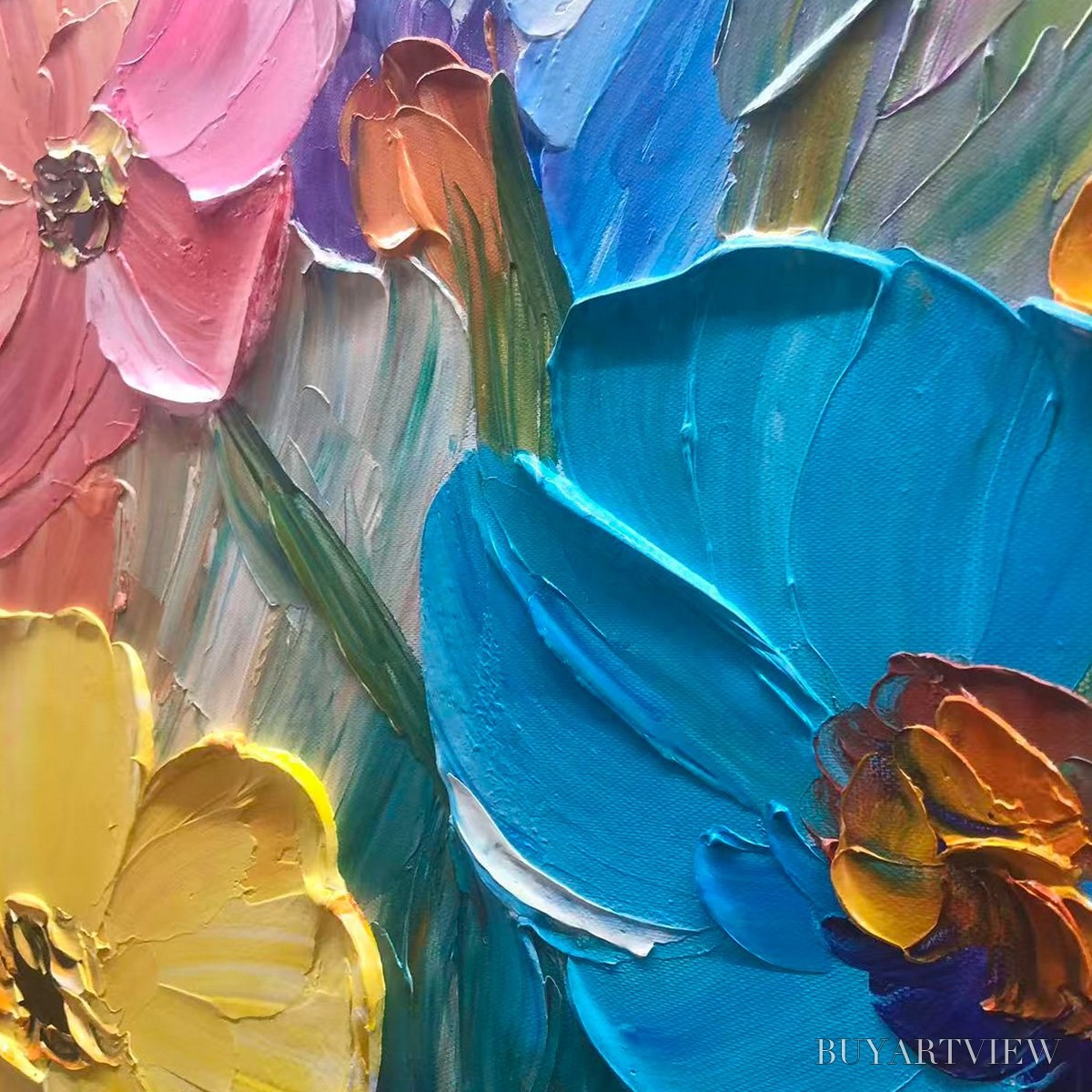 BUYARTVIEW Blooming Rhapsody – Colorful Impasto Floral Oil Painting - image 6