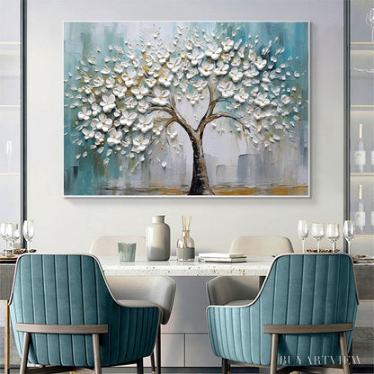 BUYARTVIEW Blossom Dream – White Floral Impasto Oil Painting - image 6