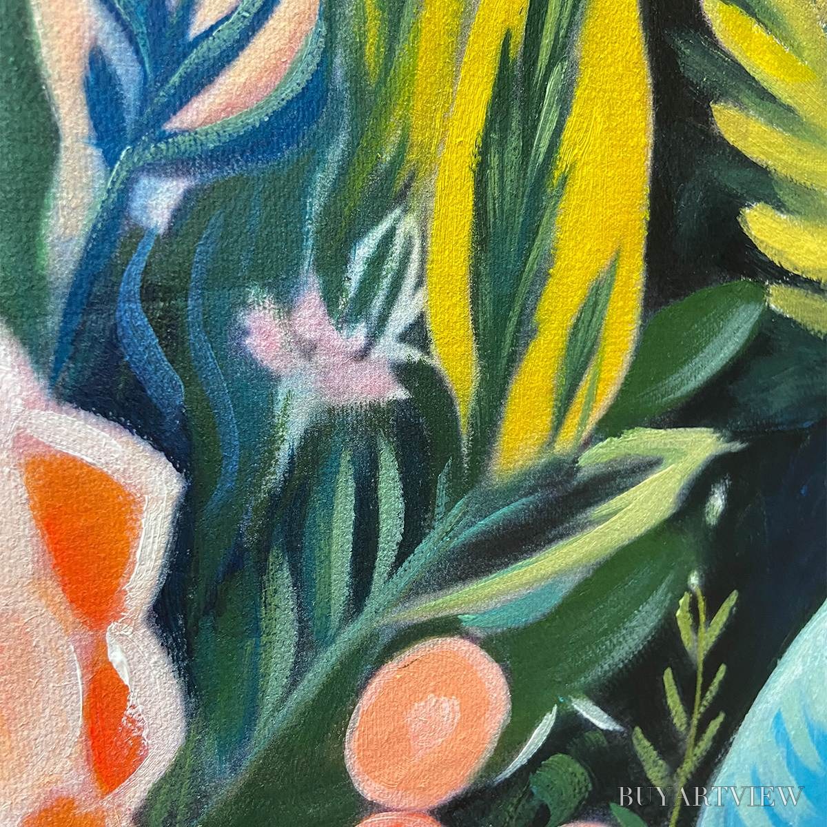 BUYARTVIEW Midnight Garden – Vibrant Floral Boho Oil Painting - image 5