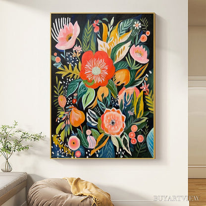 BUYARTVIEW Midnight Garden – Vibrant Floral Boho Oil Painting - image 6
