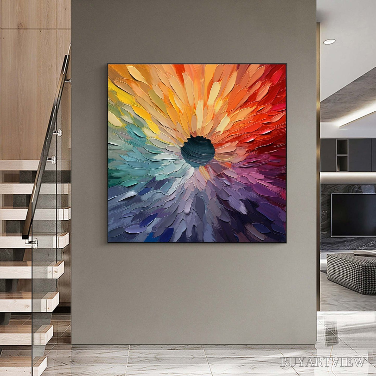 BUYARTVIEW Chroma Bloom – Colorful Abstract Impasto Oil Painting - image 2
