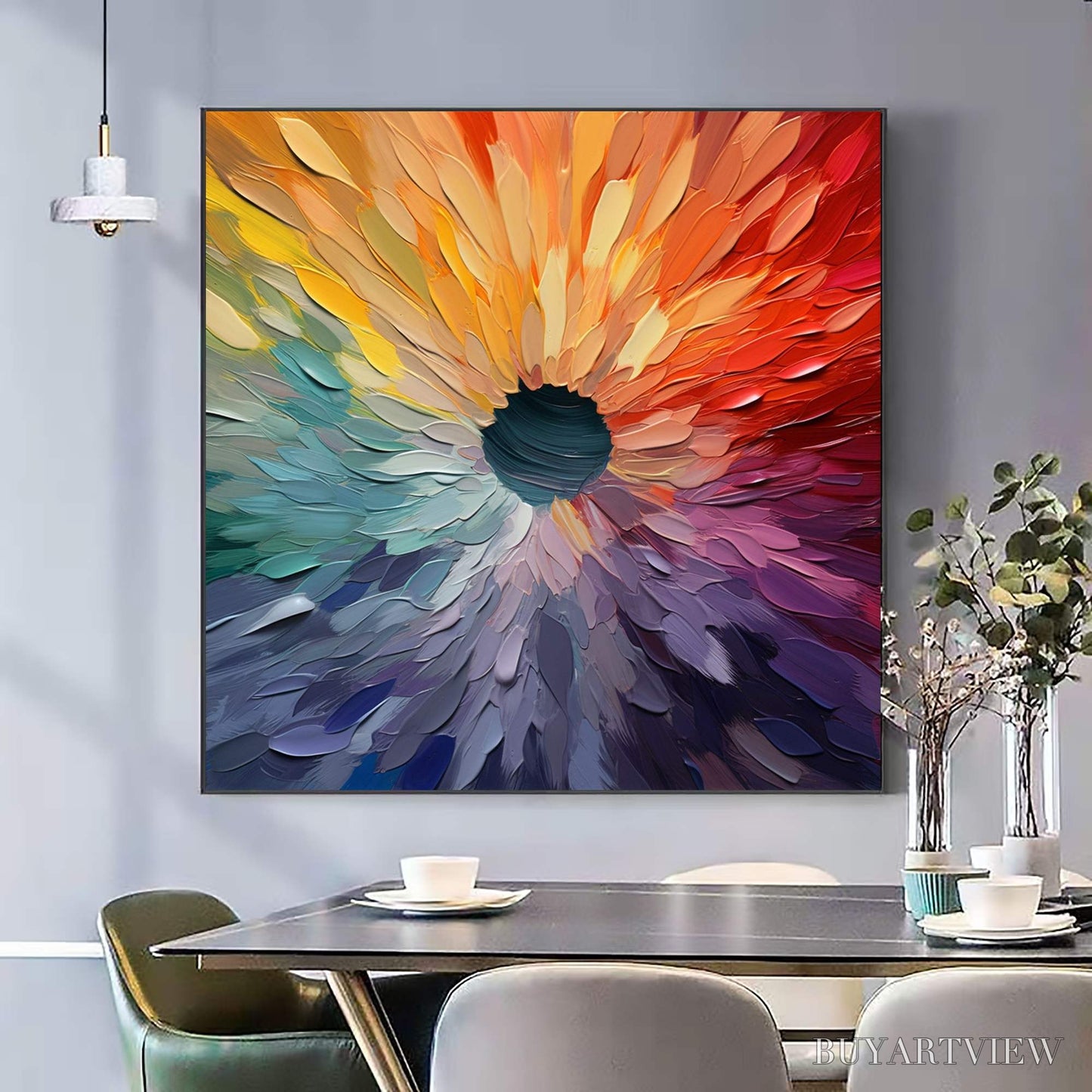 BUYARTVIEW Chroma Bloom – Colorful Abstract Impasto Oil Painting - image 4
