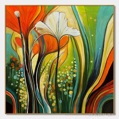 BUYARTVIEW Botanical Symphony – Modern Abstract Floral Oil Painting - image 1