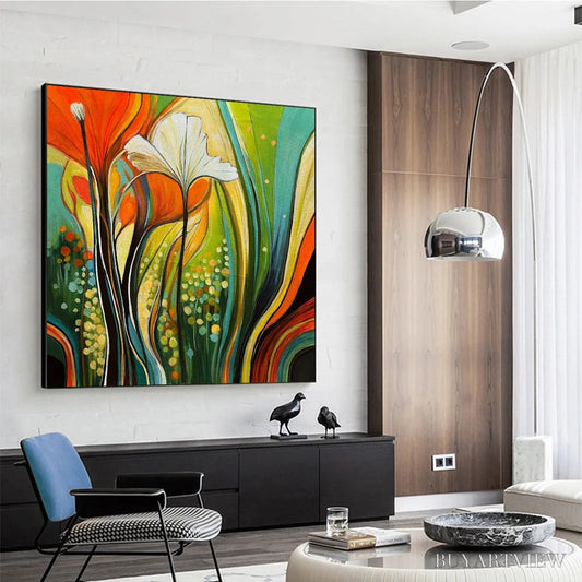 BUYARTVIEW Botanical Symphony – Modern Abstract Floral Oil Painting - image 2