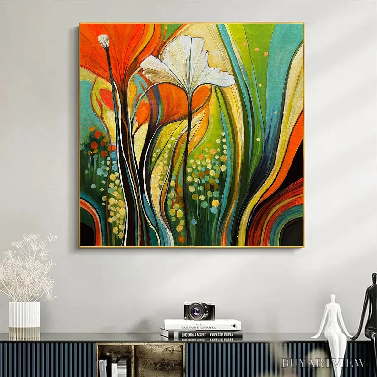 BUYARTVIEW Botanical Symphony – Modern Abstract Floral Oil Painting - image 4