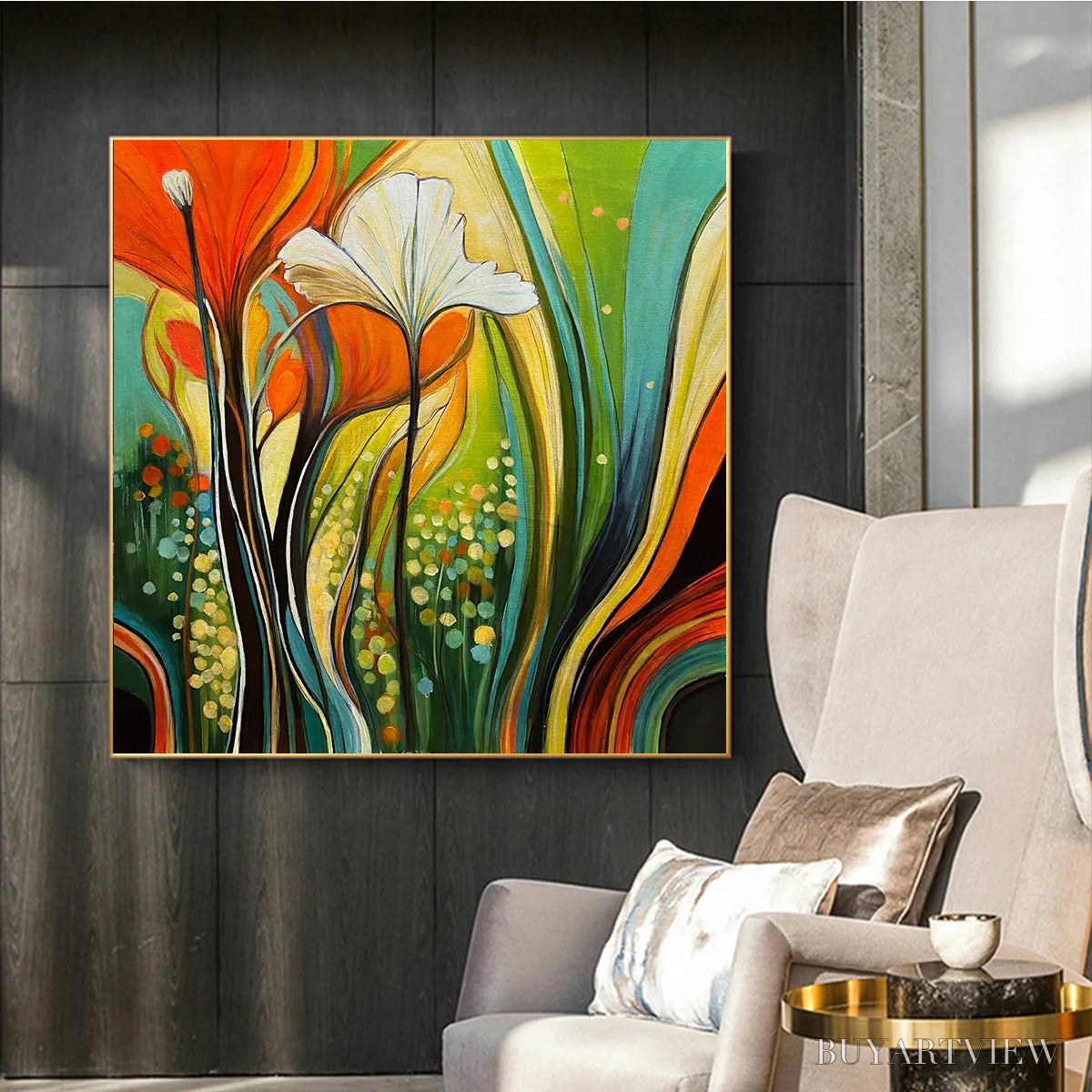 BUYARTVIEW Botanical Symphony – Modern Abstract Floral Oil Painting - image 5