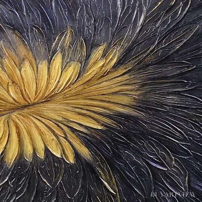 BUYARTVIEW Golden Bloom – Textured Abstract Gold Black Oil Painting - image 3