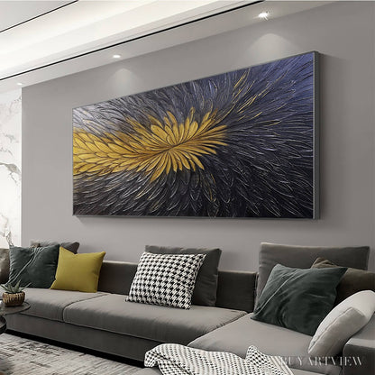 BUYARTVIEW Golden Bloom – Textured Abstract Gold Black Oil Painting - image 4