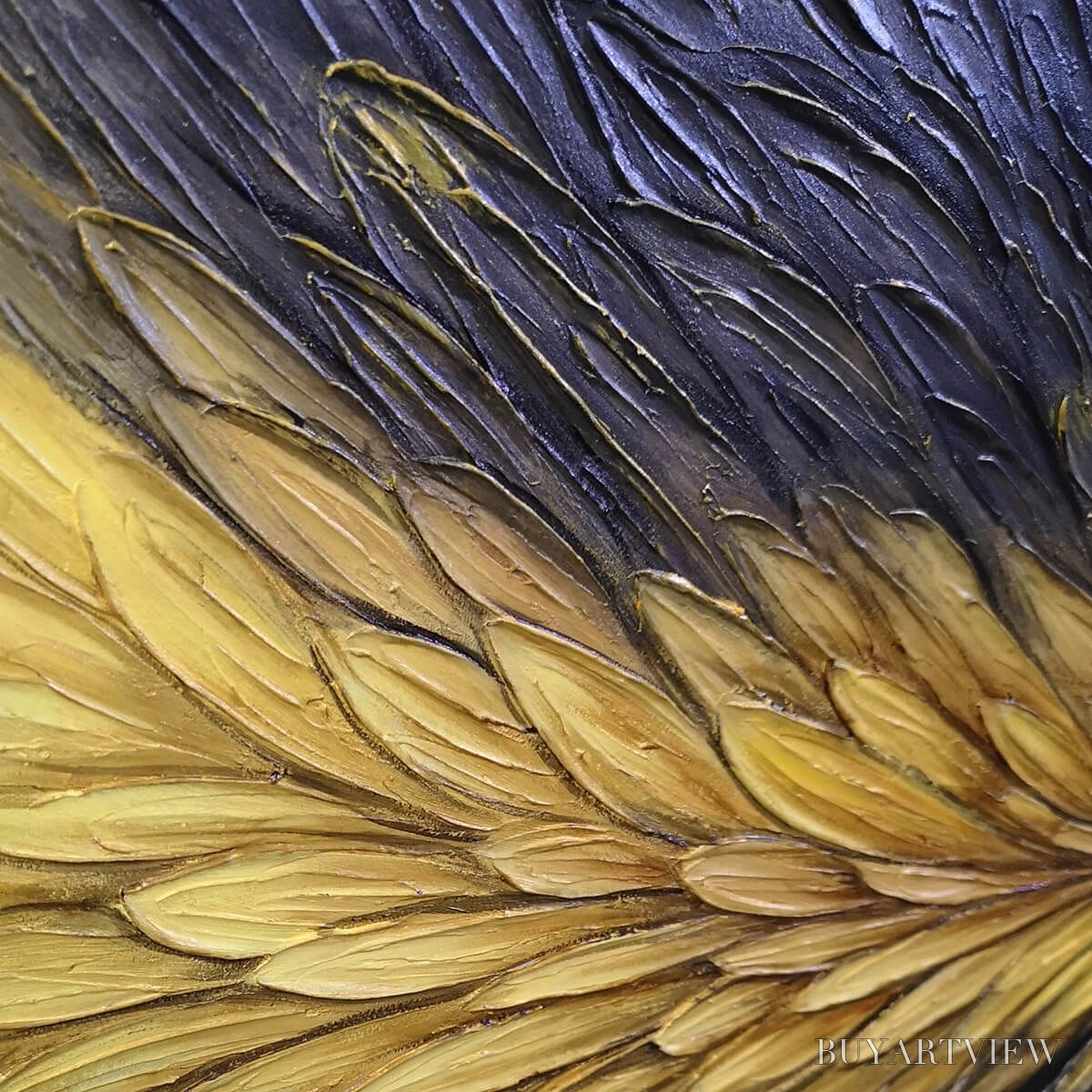 BUYARTVIEW Golden Bloom – Textured Abstract Gold Black Oil Painting - image 5