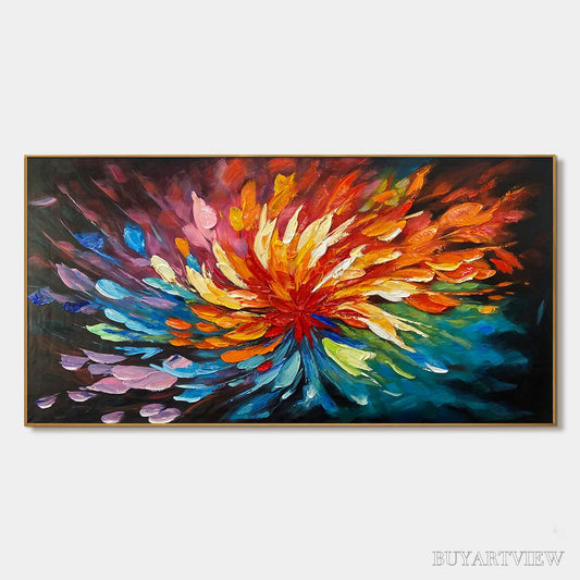 BUYARTVIEW Cosmic Bloom – Textured Abstract Oil Painting on Canvas - image 1
