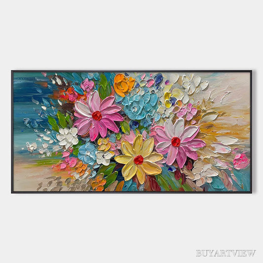 BUYARTVIEW Blooming Rhapsody – Colorful Floral Impasto Oil Painting - image 1