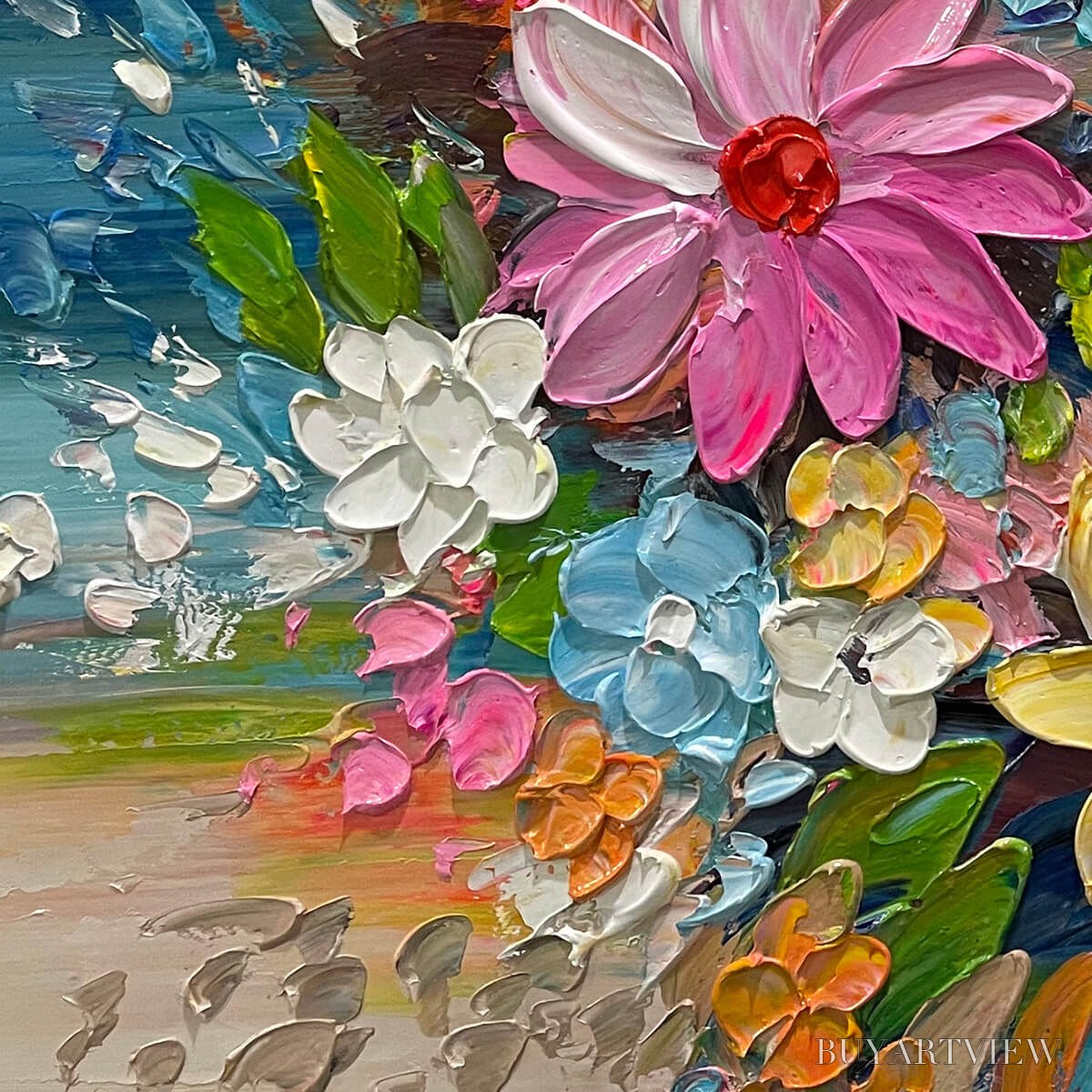 BUYARTVIEW Blooming Rhapsody – Colorful Floral Impasto Oil Painting - image 3