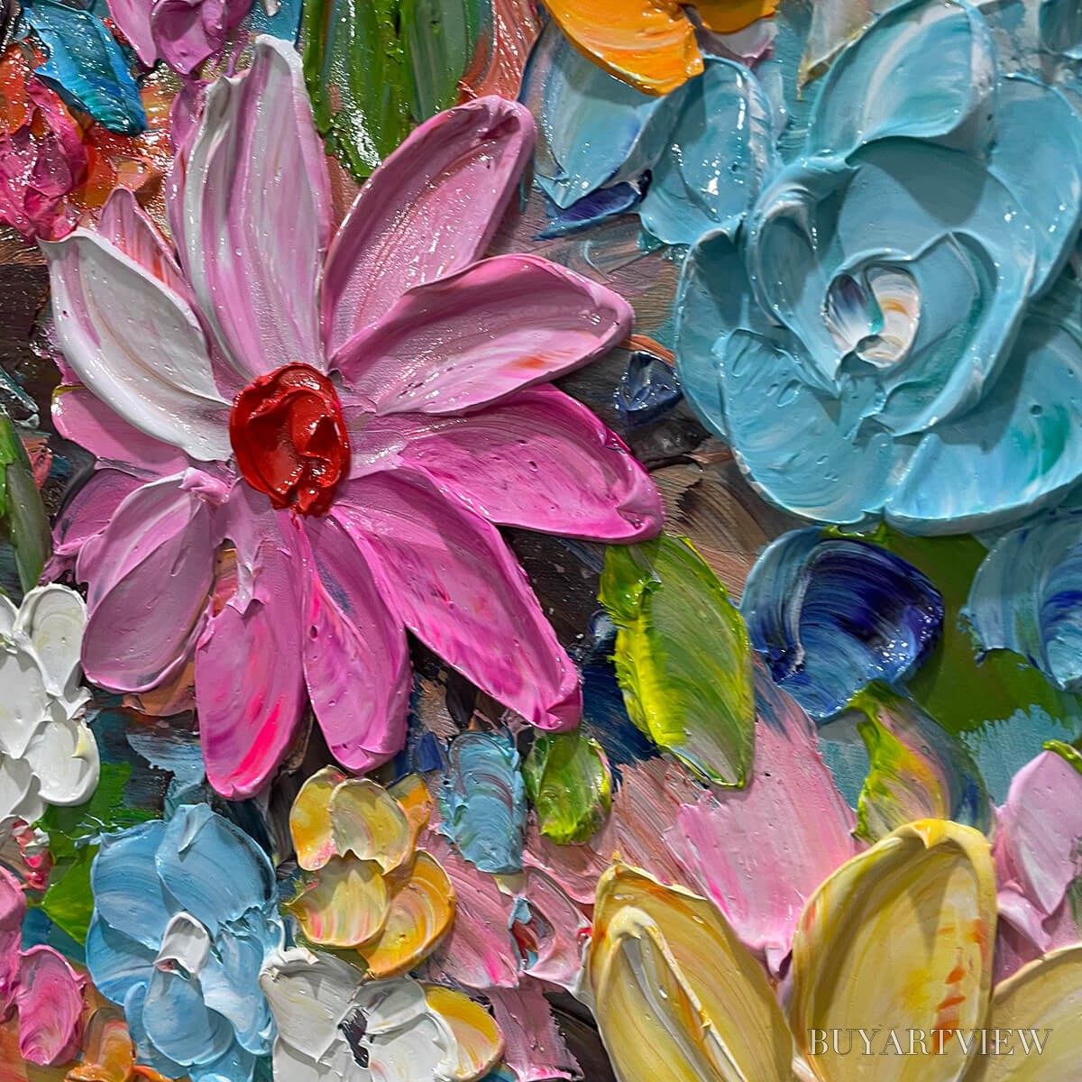 BUYARTVIEW Blooming Rhapsody – Colorful Floral Impasto Oil Painting - image 5