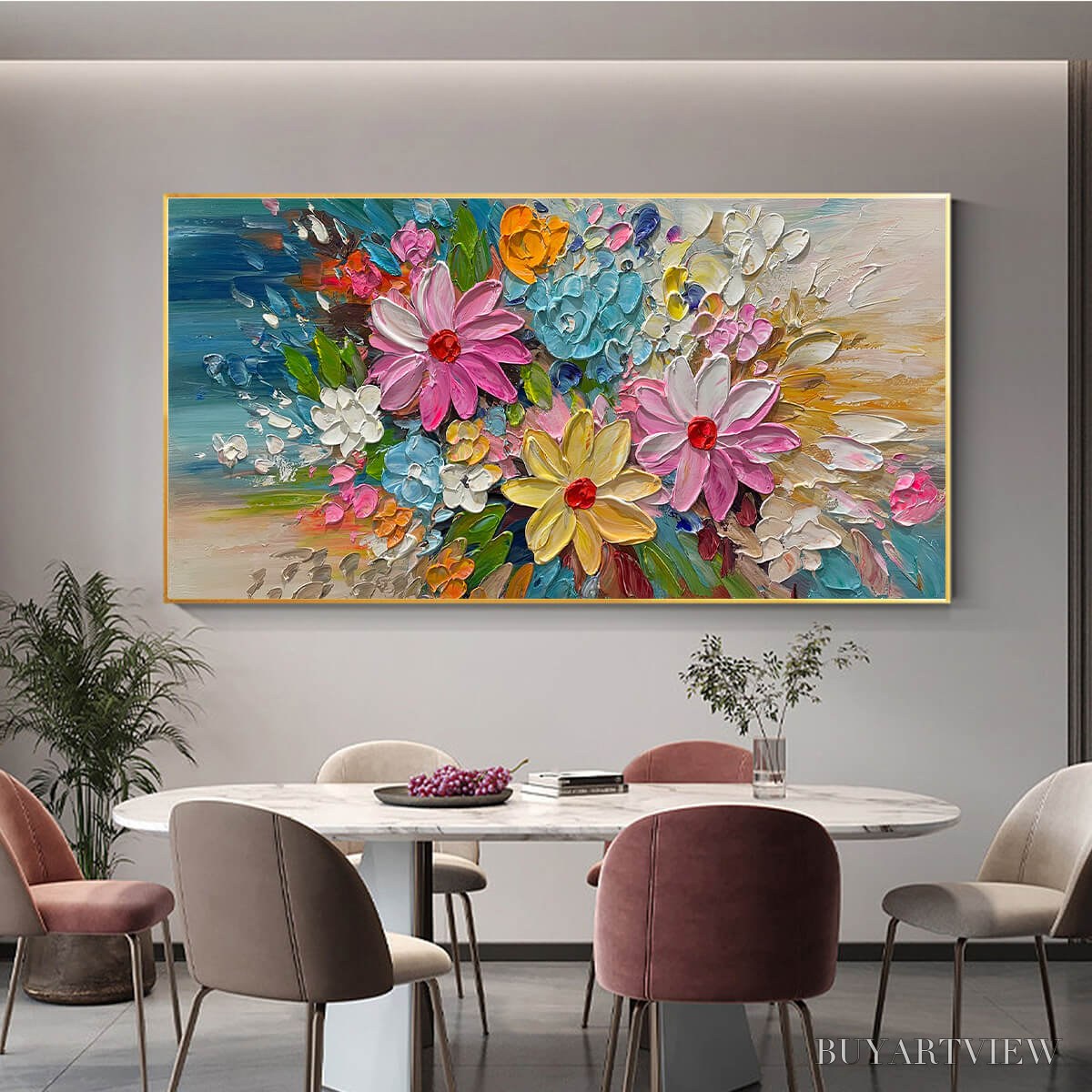 BUYARTVIEW Blooming Rhapsody – Colorful Floral Impasto Oil Painting - image 6