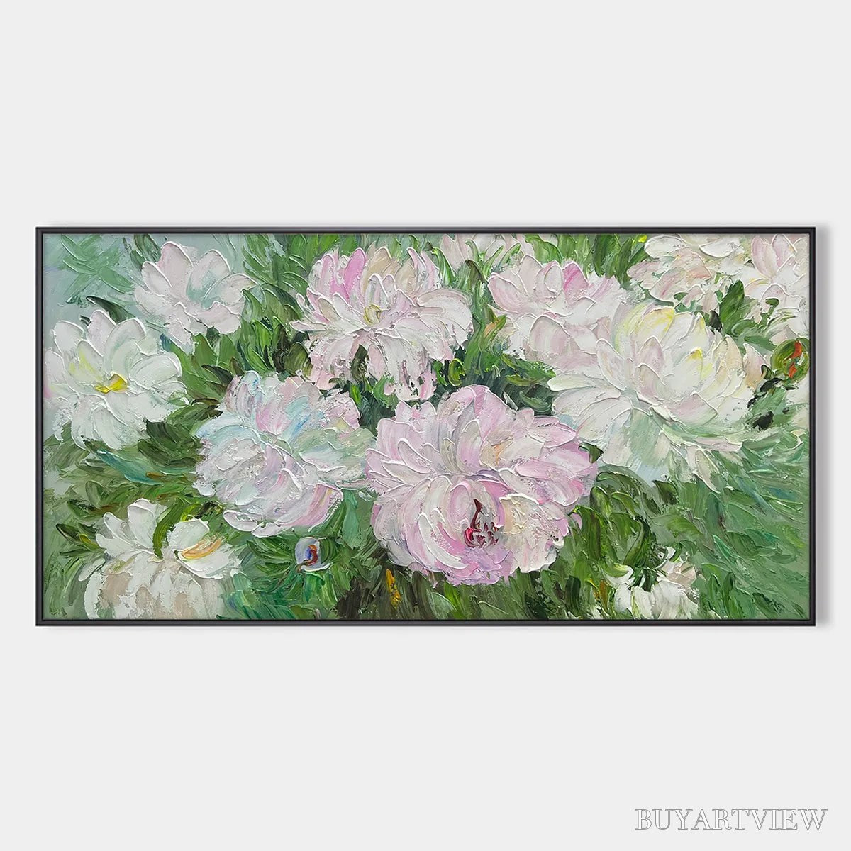 BUYARTVIEW Blushing Peonies – Floral Painting in Soft Pink and White - image 1