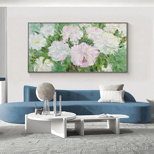 BUYARTVIEW Blushing Peonies – Floral Painting in Soft Pink and White - image 2