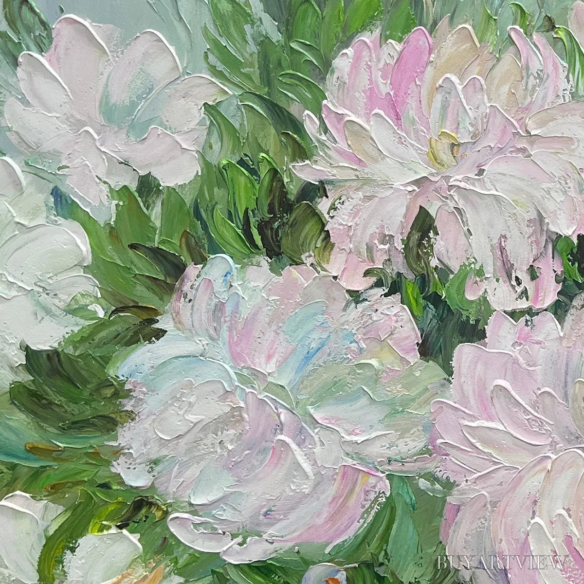 BUYARTVIEW Blushing Peonies – Floral Painting in Soft Pink and White - image 5