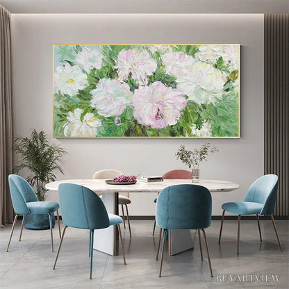BUYARTVIEW Blushing Peonies – Floral Painting in Soft Pink and White - image 6